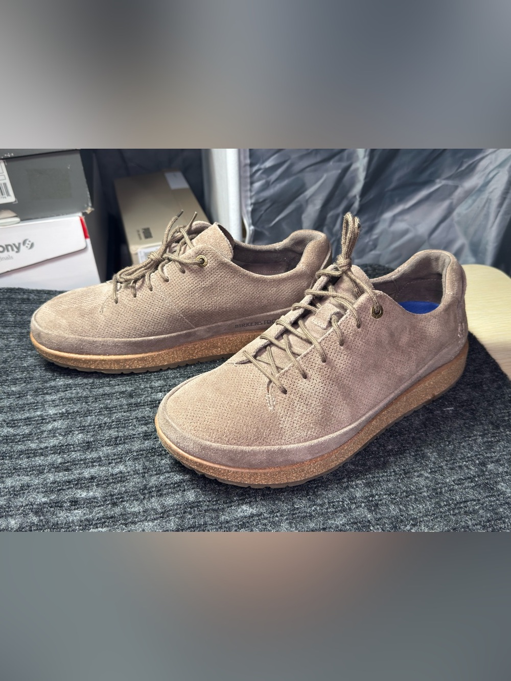 Birkenstock Unisex Suede Lace-Up Sneakers in Taupe Brown Men’s 8-8.5 Women 10-10